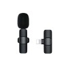 Microfon lavaliera wireless cu receptor tip Lightning, conexiune Bluetooth 5.0, sunet clar 70 dB, autonomie 1, 3 ore, 50 mAh, negru