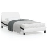 VidaXL Cadru de pat cu tăblie alb și negru 100x200cm piele artificială