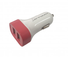 Incarcator auto Konfulon C17 12-24V, 2xUSB 5V 2.1A rosu foto