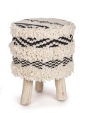 Taburet tapiterie bumbac natur negru Yucatan 30x40 cm