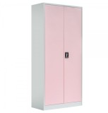 Fiset dulap metalic 4 polite+baza, 180x80x35 cm, 60 kg/polita, usi color roz, dulap metalic neasamblat