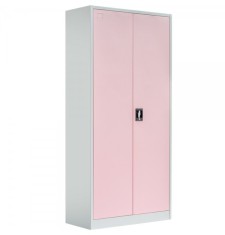 Fiset dulap metalic 4 polite+baza, 180x80x35 cm, 60 kg/polita, usi color roz, dulap metalic neasamblat