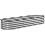 Outsunny Pat &icirc;nalt pentru plante, pat modular &icirc;nălțat, muchii protejate, design fără fund, 195 x 62 x 30 cm, Argintiu | Aosom Romania