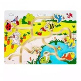 Joc din lemn labirint animale, Wooden Toys