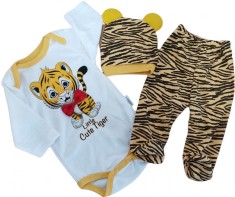Set 3 piese tigru - 0-3 luni foto