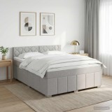 Cumpara ieftin Pat boxspring cu saltea Gri deschis 160 x 200 cm Tesatura