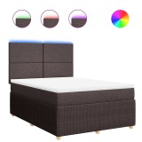 Cumpara ieftin Pat box spring cu saltea, maro inchis, 140x200 cm, textil