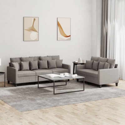 vidaXL Set de canapea cu perne, 2 piese, gri taupe, material textil 3201671 foto
