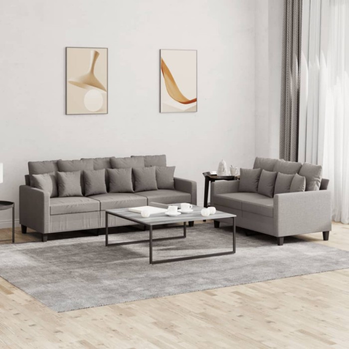 vidaXL Set de canapea cu perne, 2 piese, gri taupe, material textil 3201671