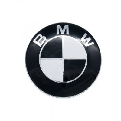 Emblema capota / portbagaj, BMW, 82mm alb - negru foto