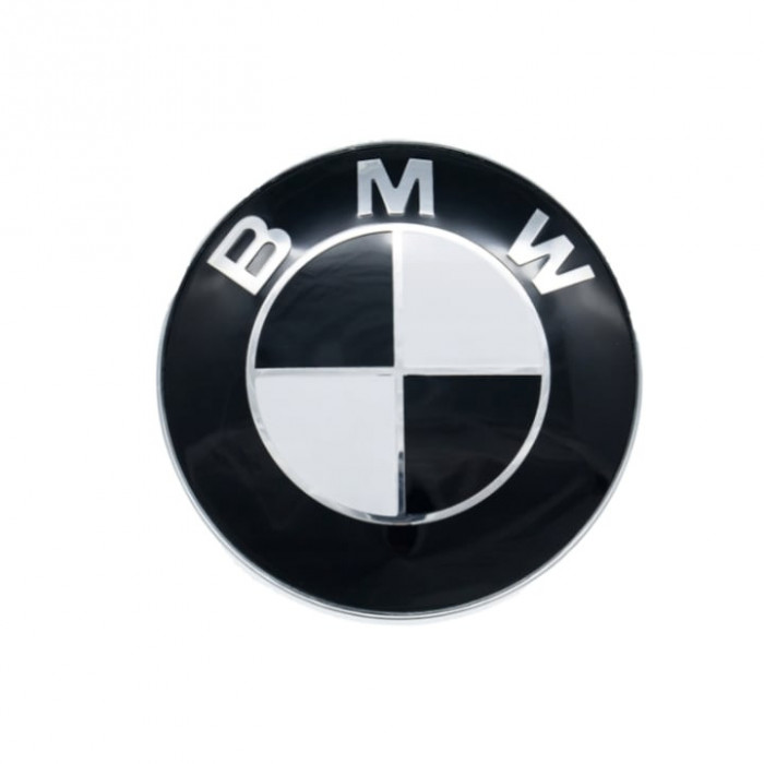 Emblema capota / portbagaj, BMW, 82mm alb - negru