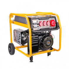 Generator de curent pe benzina 7.5 kw, 2 in 1, monofazic si trifazic, motor in 4 timpi 17 CP, stabilizator de tensiune AVR, Powermat