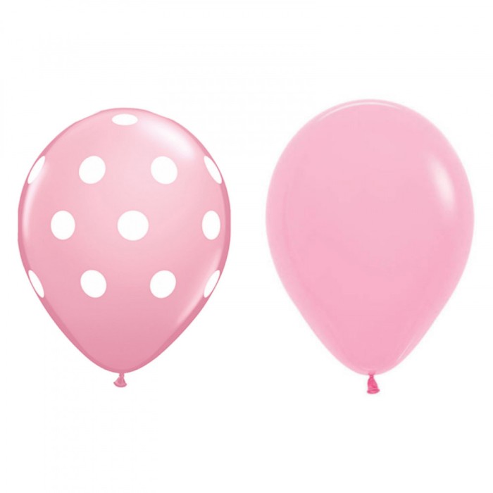 Set 10 Baloane din Latex Roz, 30 cm , Model Party cu Buline si Simple, Ideale pentru Petreceri