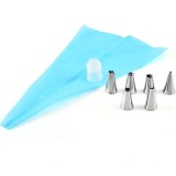 Set 6 duiuri inox, adaptor si pos silicon, pentru ornat prajituri TopBazar