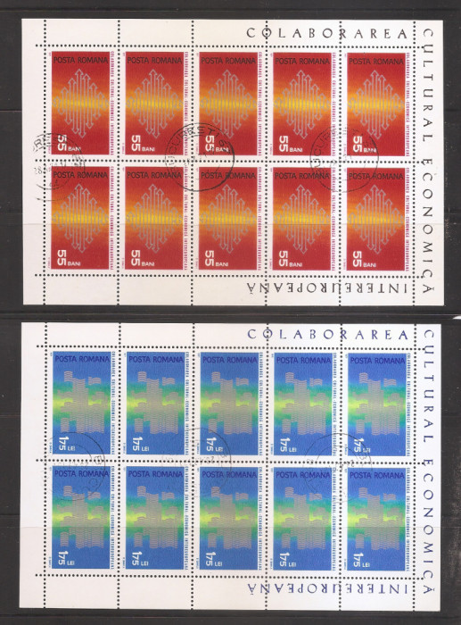 RO 1971,Lp.762a-Colaborarea Ec. Intereuropeana,coli de 10 RARE (vezi descrierea)