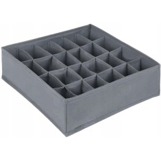 Organizator pliabil pentru sertar, 24 compartimente, 32.5 x 32.5 cm, textil, gri