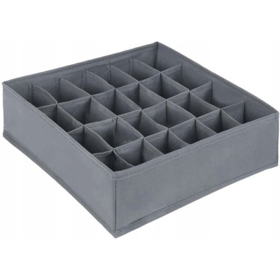 Organizator pliabil pentru sertar, 24 compartimente, 32.5 x 32.5 cm, textil, gri foto