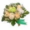 Buchet mic personalizabil cu trandafiri si floarea miresei (Verde, Crem, Alb)