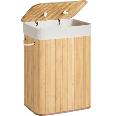 SONGMICS Cos de rufe din bambus, pliabil, cu captuseala detasabila lavabila, 72L, 40x30x60cm, natural Household NewTrend foto