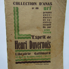 L'ESPRIT D'HENRI DUVERNOIS (CARTE IN LIMBA FRANCEZA)