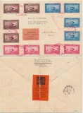 Romania 1928 Aviatie C.RAIU plic spre Franta autentificat, francat spectaculos cu patru serii cu filigran vertical