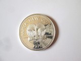 Rară! Papua Noua Guinee 5 Kina 1976 argint UNC/PROOF,diametrul=40 mm,greutate=27,72 grame,tiraj:16 000 bucati