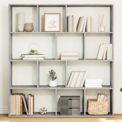 Gossi biblioteca, gri beton, 132x29x141,5 cm, lemn prelucrat foto