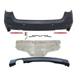 Set bara spate BMW Seria 3 (F31), 01.2012-12.2019, cu catadioptri, cu gauri senzori parcare; grunduit, de vopsit; type M-Tech; cu spoiler; cu iesiri