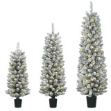 HOMCOM Set de 3 brazi LED cu zăpadă artificială, subțiri, cu ramuri din PVC, 90/120/150 cm | Aosom Romania