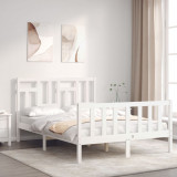 VidaXL Cadru de pat fără saltea, alb, 140x190 cm, lemn masiv de pin 3193122