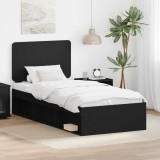 Cumpara ieftin Cadru de pat cu headboard Negru 90 x 200 cm Lemn de pin masiv