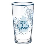 Pahar Stay Hydrated pentru bauturi, sticla,alb-blue,570 ml
