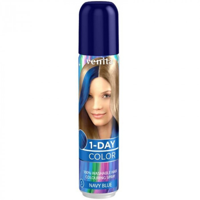 Spray colorant pentru par fixativ Venita, 1-Day Color, nr 05, nu contine amoniac sau oxidanti, Albastru marin