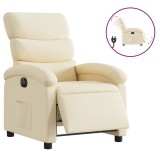 Cumpara ieftin Fotoliu rabatabil electric, crem, material textil