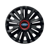 Cumpara ieftin Set 4 capace roti Negre Cu Inel Rosu Royal R14 pentru gama auto Ford, Autohelix MSA