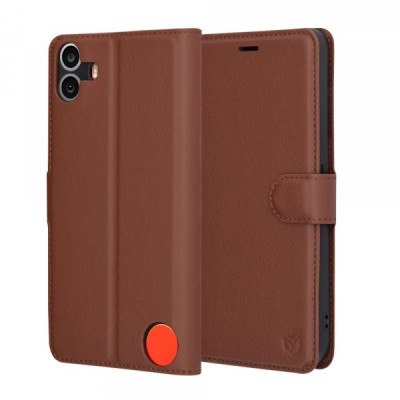 Husa pentru Nothing CMF Phone 1, Techsuit, Leather Folio, Maro foto