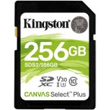 CARD SD KINGSTON, 256 GB, SDXC, clasa 10, standard UHS-I U3, &quot;SDS2/256GB&quot; (timbru verde 0.03 lei)