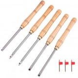 Set 5 dalti pentru strunguri lemn, Otel HSS, maner lemn, carbura cu forma de diamant