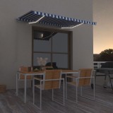 VidaXL Copertină retractabilă manual cu LED albastru și alb 300x250 cm