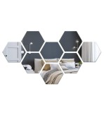 Set 8 Oglinzi Acrilice Autoadezive Luxer, Model Hexagon,18.5x16x9.3 cm, Silver