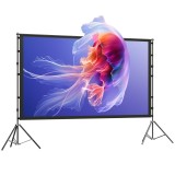 HOMCOM Ecran pentru Proiector de 100" 4K/8K HD, Format 16:9 cu 2 Trepiede Pliabile, Proiecție dublă, Unghi Larg de 160&deg;, pentru Acasă, Cinema, Exterio