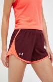 Under Armour pantaloni scurți de alergare Fly-By 2.0 culoarea bordo, neted, medium waist