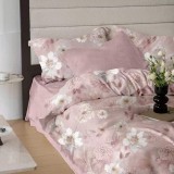 Lenjerie de pat finet 6 piese roz floral Blush Garden, 200x230, Extra