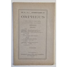 ORPHEUS , REVISTA PENTRU CULTURA CLASICA , NR. 4 , 1927