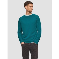 Pulover barbati, subtire, din bumbac, cu logo, Turcoaz, XL