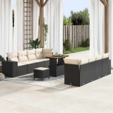 Cumpara ieftin Set de canapele pentru grădină cu pernă 11 pcs Negru, Crem