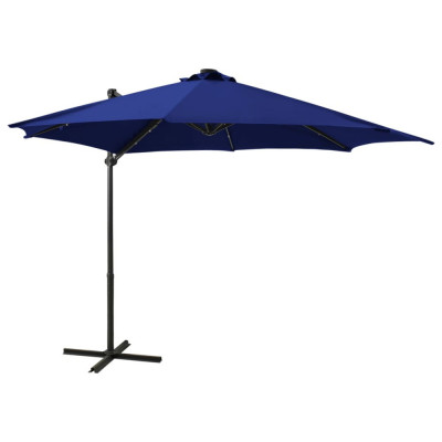 Umbrela suspendata cu stalp si LED-uri, albastru azuriu, 300 cm GartenMobel Dekor foto