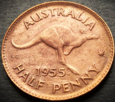 Moneda istorica HALF PENNY - AUSTRALIA, anul 1955 * cod 4935 foto