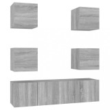 Cumpara ieftin Set dulapuri TV, 6 piese, gri sonoma, lemn prelucrat