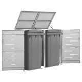Cumpara ieftin Magazie pentru două pubele, 138x77,5x112,5 cm, oțel inoxidabil